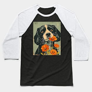 Cocker Spaniel Flowers Photo Art Design For Dog Onwer Baseball T-Shirt